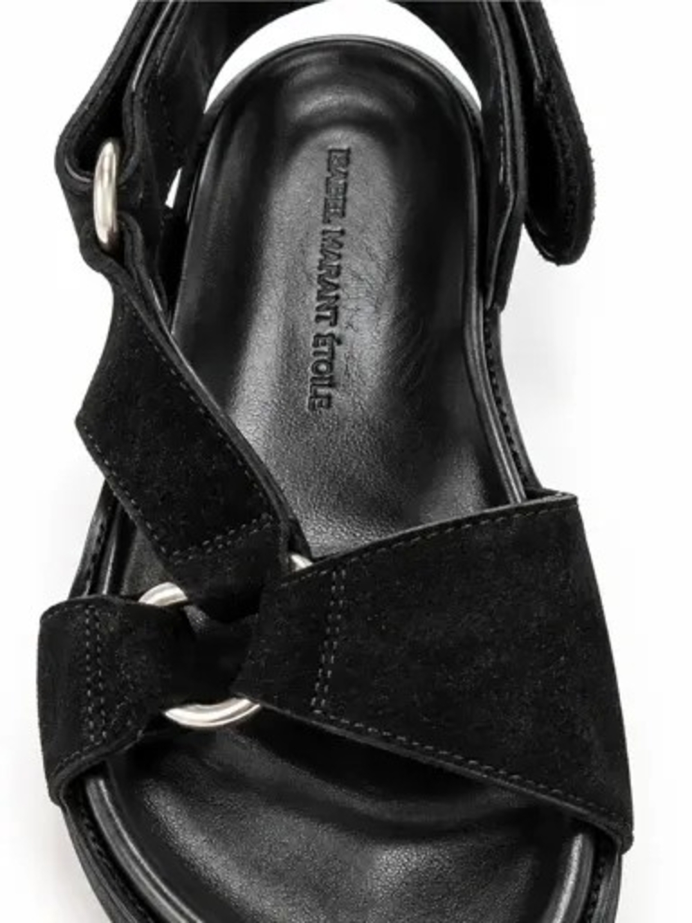 Isabel Marant Black Suede Ring-Detail Cross Strap Sandal